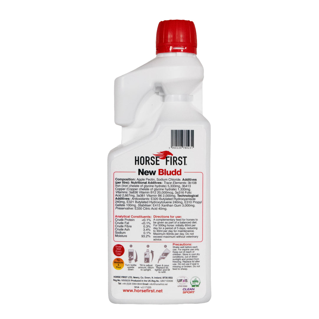 Bottle of Horse First New Bludd on a white background
