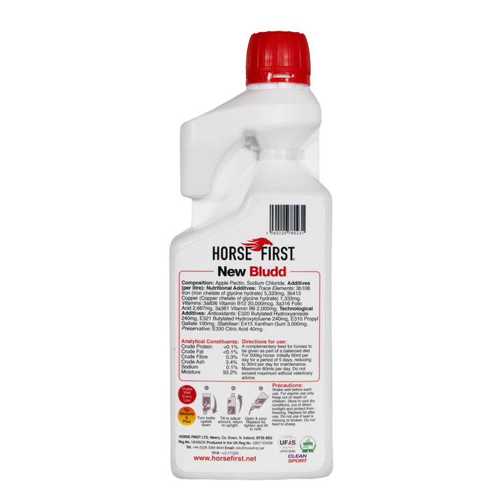Bottle of Horse First New Bludd on a white background