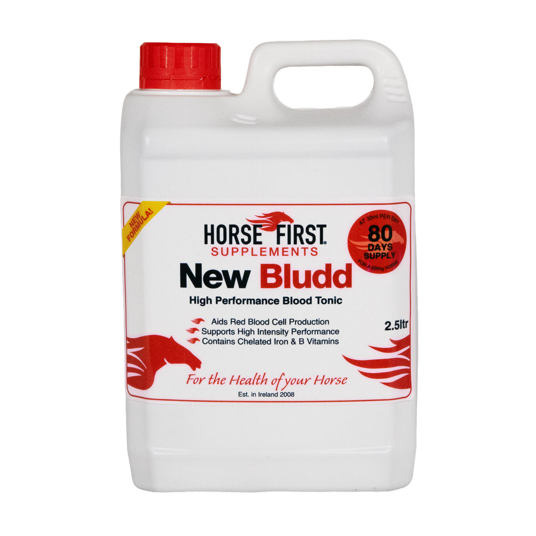 Horse First Supplements New Bludd container on a white background